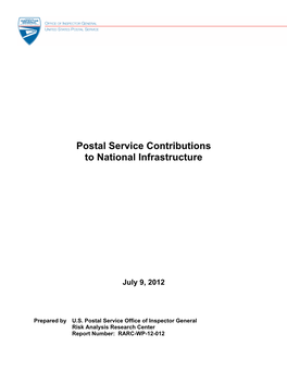 Postal Service Contributions to National Infrastructure