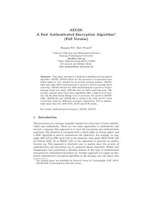 AEGIS: a Fast Authenticated Encryption Algorithm⋆ (Full Version)