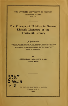 The Concept O Nobility in German Didactic Literature of Thirteenth Century