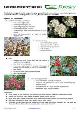 Selecting Hedgerow Species