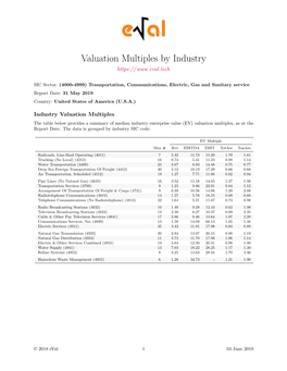 Valuation Multiples by Industry