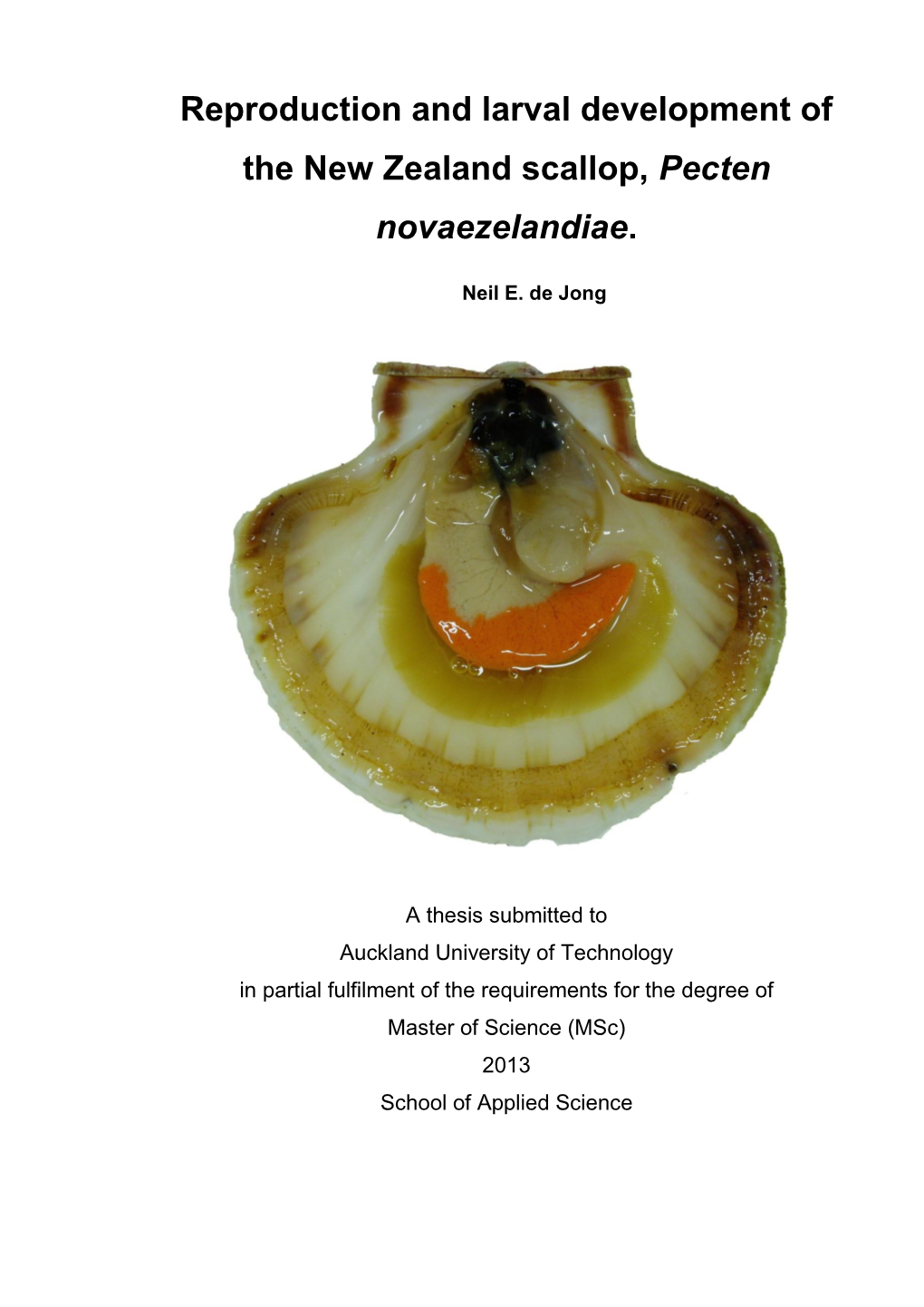 Reproduction and Larval Development of the New Zealand Scallop, Pecten Novaezelandiae