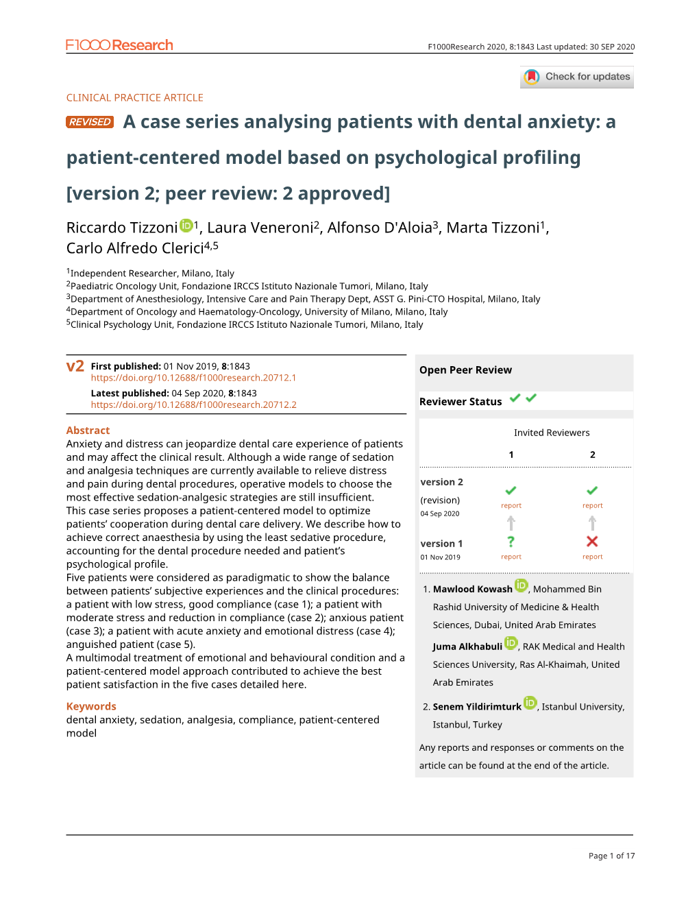 A Case Series Analysing Patients with Dental Anxiety: a Patient-Centered Model Based on Psychological Profiling [Version 2; Peer Review: 2 Approved]