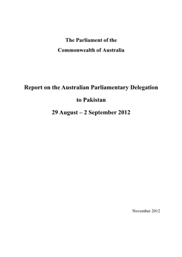 Report of the Australian Parliamentary Delegation to Pakistan 2012