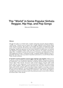 The “World” in Some Popular Sinhala Reggae, Hip Hop, and Pop Songs Nishadi Meddegoda