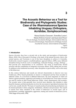 The Acoustic Behaviour As a Tool for Biodiversity and Phylogenetic