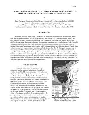 Transect Across the North-Central Green Mountains from the Carbonate Shelf to Ultramafic Slivers in the Taconian Subduction Zone