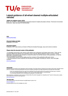 Lateral Guidance of All-Wheel Steered Multiple-Articulated Vehicles