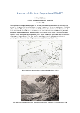 A Summary of Shipping to Kangaroo Island 1800-1837