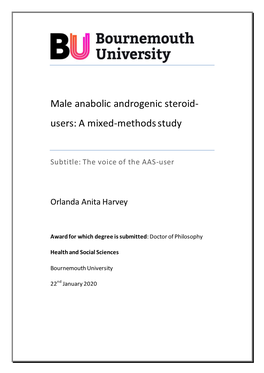Male Anabolic Androgenic Steroid- Users: a Mixed-Methods Study