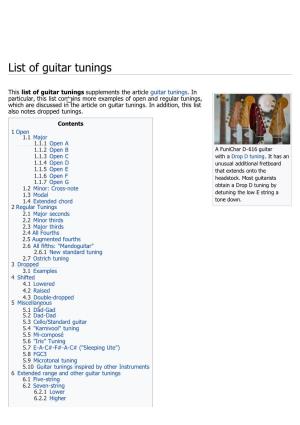 List of Guitar Tunings