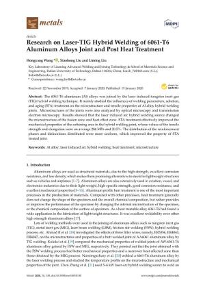 Research on Laser-TIG Hybrid Welding of 6061-T6 Aluminum Alloys Joint and Post Heat Treatment