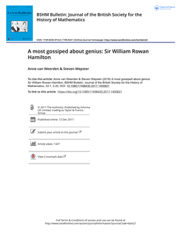 A Most Gossiped About Genius: Sir William Rowan Hamilton