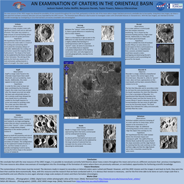 AN EXAMINATION of CRATERS in the ORIENTALE BASIN Jackson Haskell, Dallas Moffitt, Benjamin Daniels, Taylor Powers, Rebecca Ollerenshaw