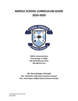 Middle School Curriculum Guide 2019-2020