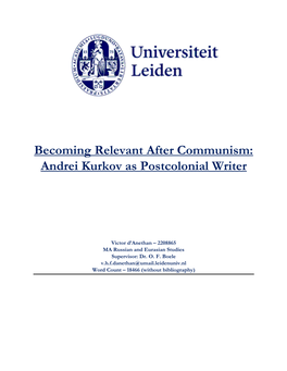 Andrei Kurkov As Postcolonial Writer