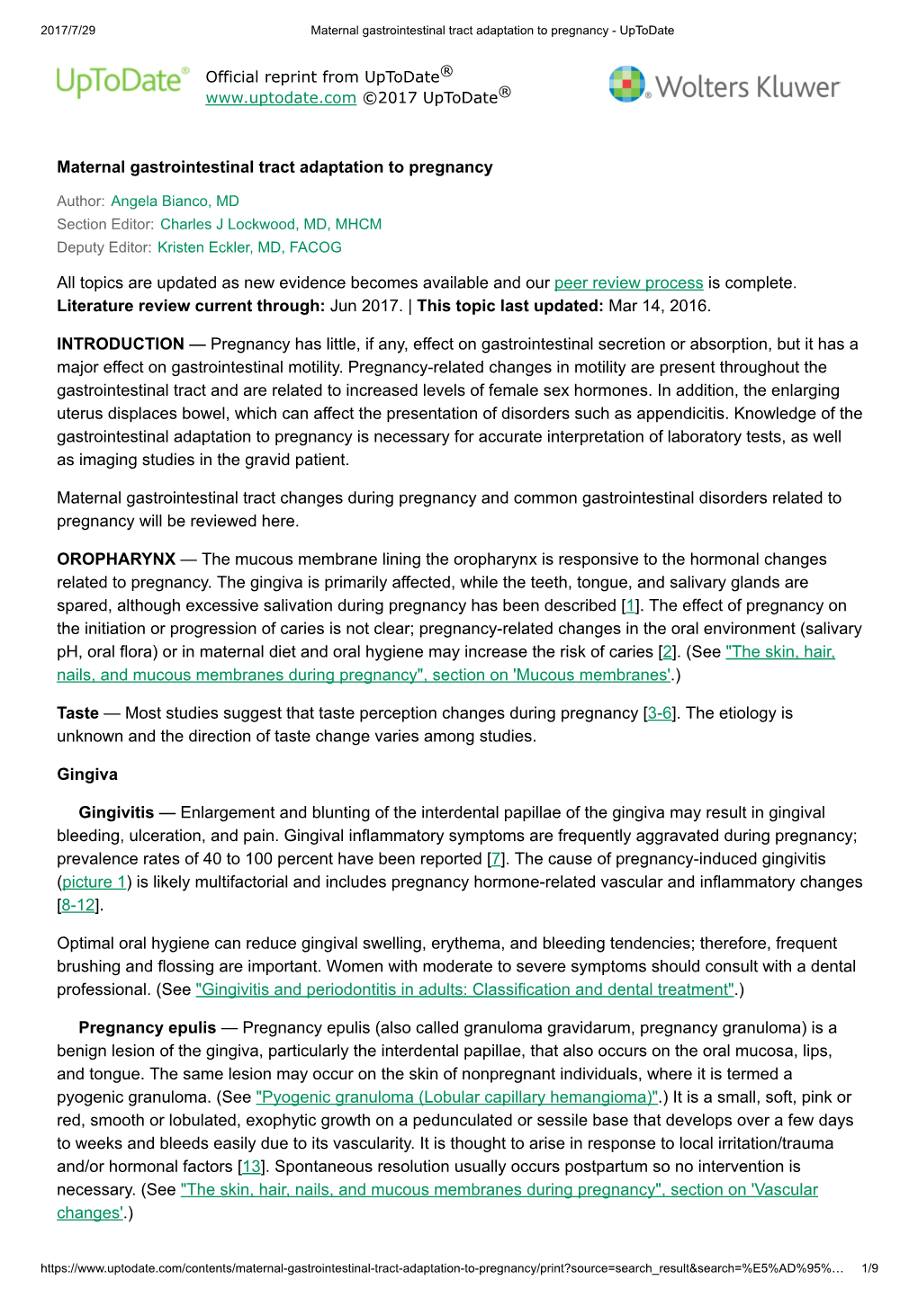 Maternal Gastrointestinal Tract Adaptation to Pregnancy All Topics