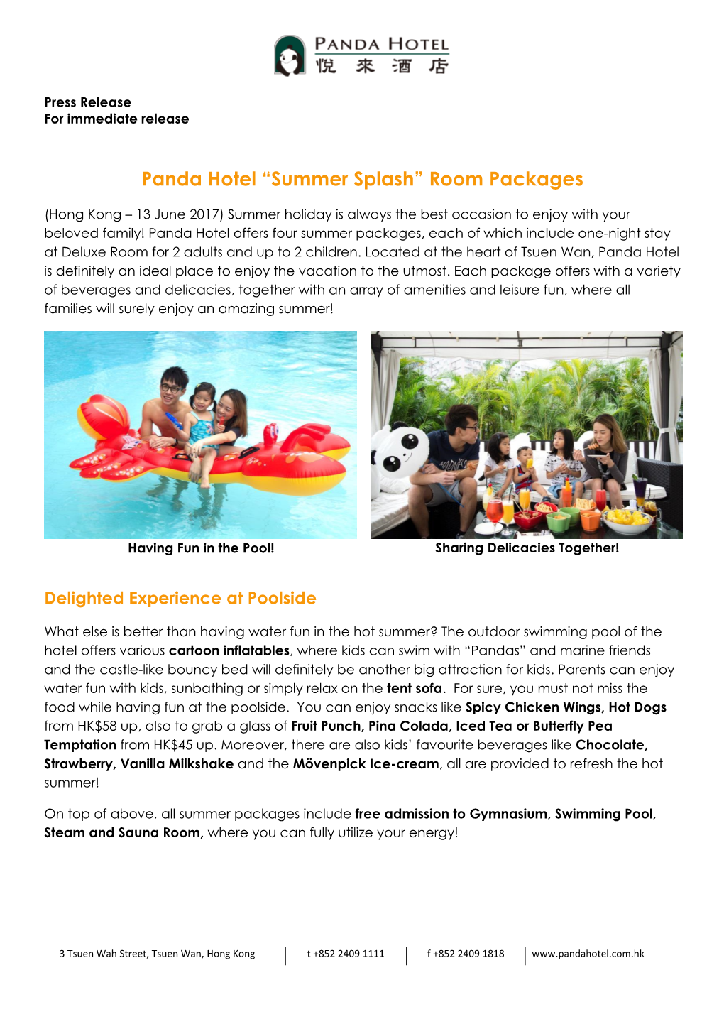 Panda Hotel “Summer Splash” Room Packages