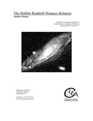 The Hubble Redshift Distance Relation Student Manual