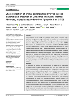 Characterization of Animal Communities Involved in Seed