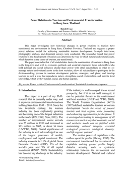 Power Relations in Tourism and Environmental Transformation in Bang Saen, Thailand