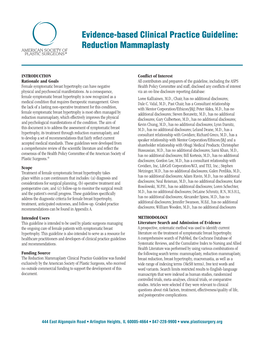 Evidence-Based Clinical Practice Guideline: Reduction Mammaplasty