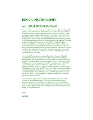 Decca Discography