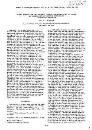 JOURNAL Or GEOPHYSICAL RESEARCH, VOL. 90, NO. B5, PAGES 3589-3615, APRIL 10, 1985 and SOUTHERN PERUVIAN MARGINS of SOUTH AMERICA