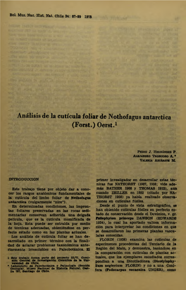 Análisis De La Cutícula Foliar De Nothofagus Antarctica (Forst.) Oerst.1