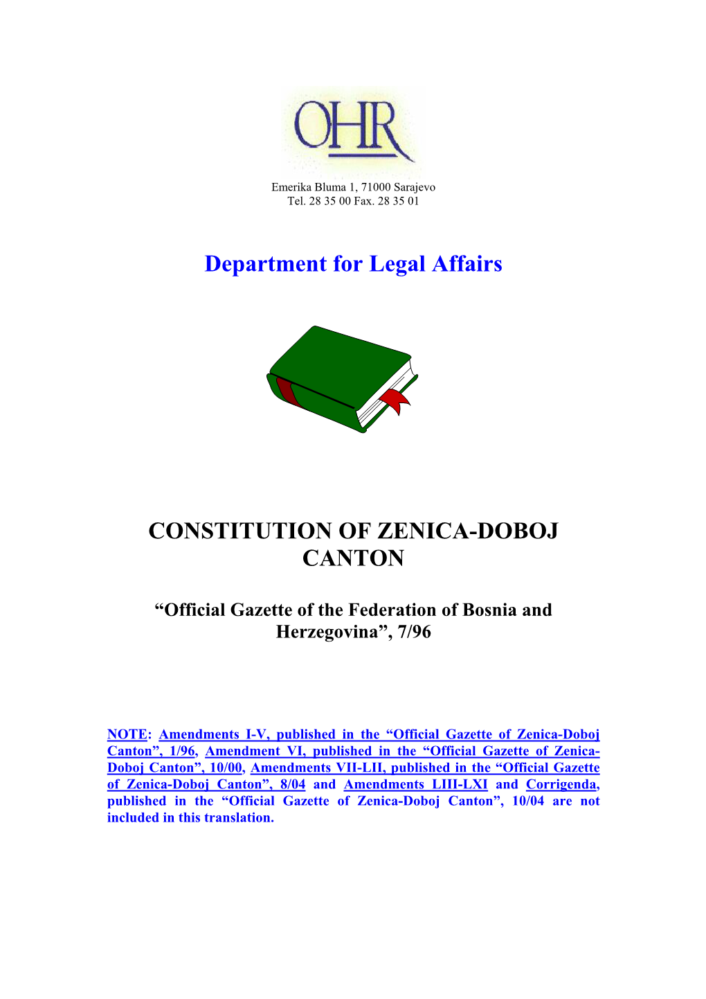 Constitution of Zenica-Doboj Canton