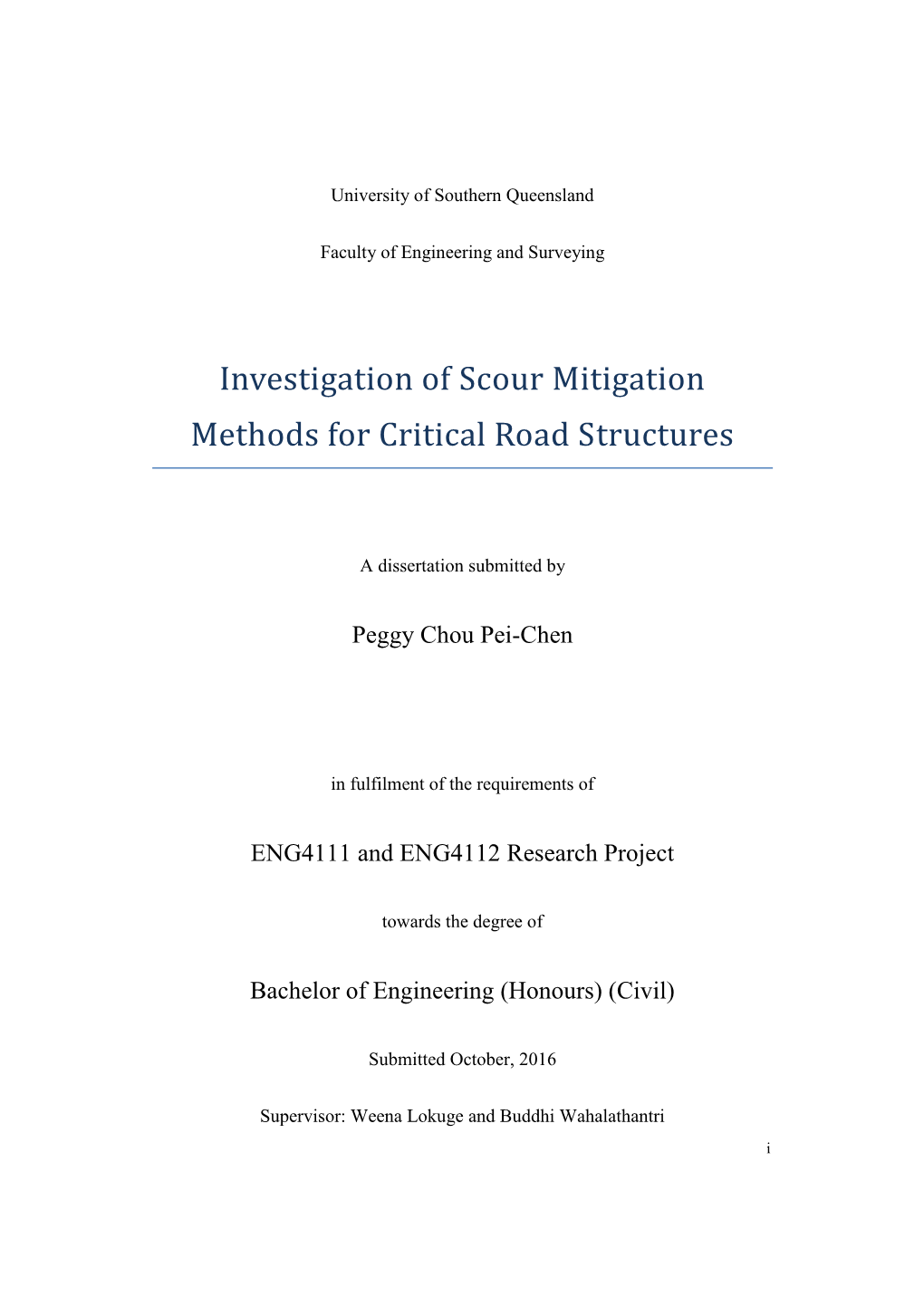 Investigation of Scour Mitigation Methods for Critical Road Structures