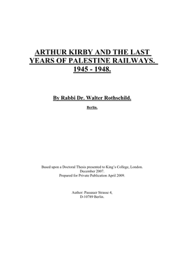 Arthur Kirby and the Last Years of Palestine Railways