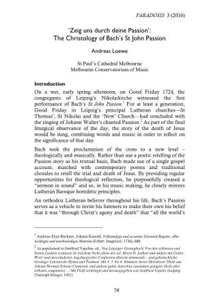 The Christology of Bach's St John Passion