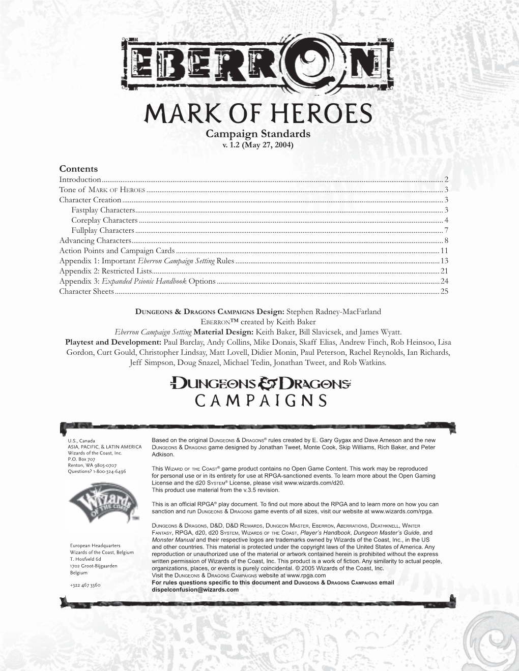 Mark of Heroes Campaign Standards V1-2.Indd