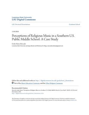 Perceptions of Religious Music in a Southern U.S. Public Middle School