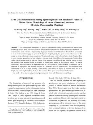 Germ Cell Differentiations During Spermatogenesis and Taxonomic Values of Mature Sperm Morphology of Atrina (Servatrina) Pectinata (Bivalvia, Pteriomorphia, Pinnidae)