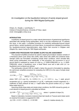 An Investigation on the Liquefaction Behavior of Sandy Sloped Ground During the 1964 Niigata Earthquake