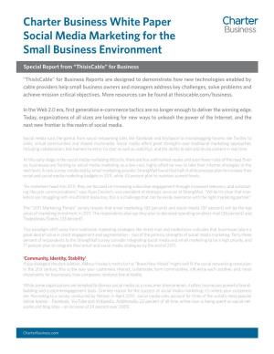 Charter Business White Paper Social Media Marketing for the Small Business Environment