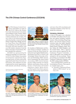 The 37Th Chinese Control Conference (CCC2018) [Conference Reports]