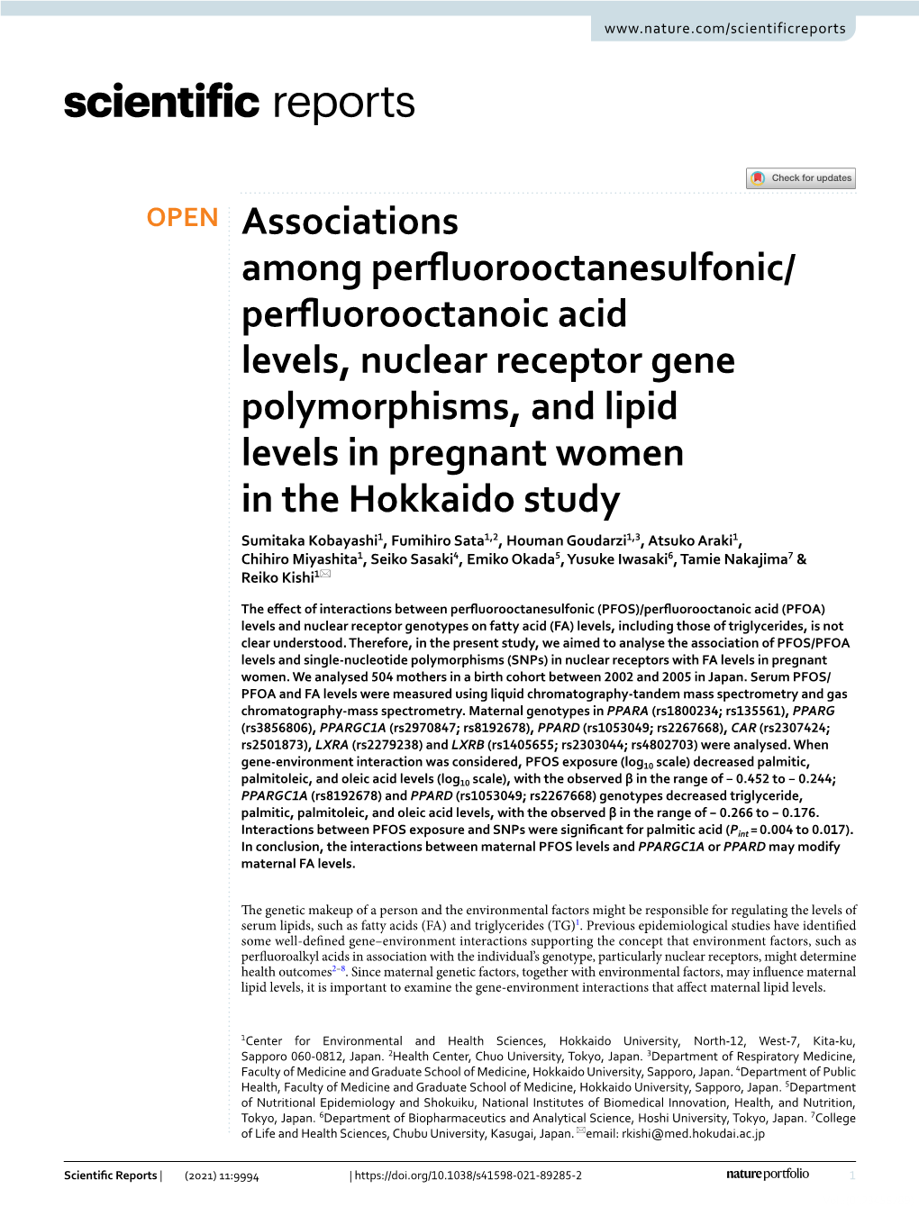 Perfluorooctanoic Acid Levels, Nuclear Receptor Gene Polymorphisms, And