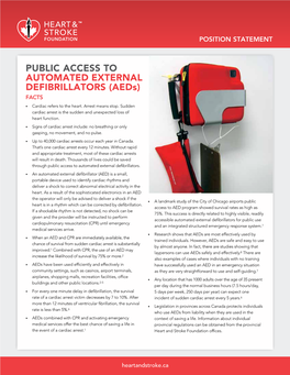 PUBLIC ACCESS to AUTOMATED EXTERNAL DEFIBRILLATORS (Aeds) FACTS