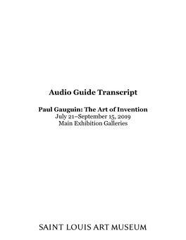 Audio Guide Transcript Paul Gauguin