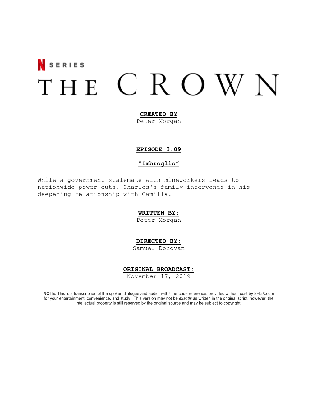 The Crown | Dialogue Transcript | S3:E9