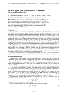 Source of Atomic Hydrogen for Ion Trap Experiments: Review and Basic Properties