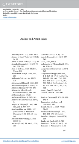 Author and Artist Index