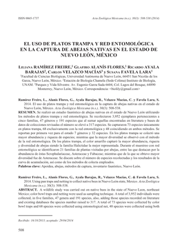 El Uso De Platos Trampa Y Red Entomológica En La Captura De Abejas Nativas En El Estado De Nuevo León, México