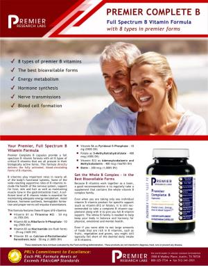 PREMIER COMPLETE B Full Spectrum B Vitamin Formula with 8 Types in Premier Forms