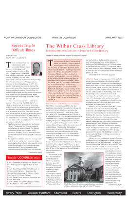 The Wilbur Cross Library Difficult Times Informal Observations on Its Place in Uconn History