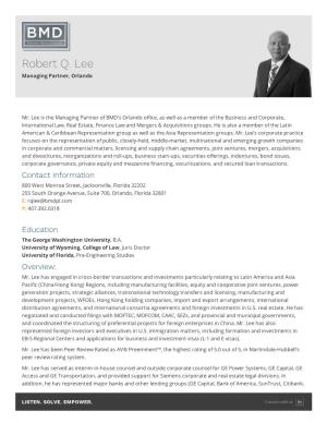 Robert Q. Lee Managing Partner, Orlando