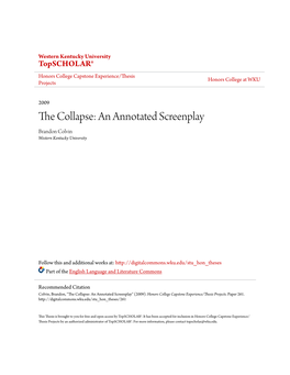 An Annotated Screenplay Brandon Colvin Western Kentucky University